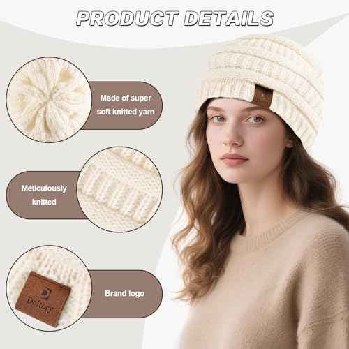 Beanies Hat for Women & Men,Warm Soft Knitted Beanie Unisex Cuffed Hat for Winter Fleece Lined Hats Snow Cap
