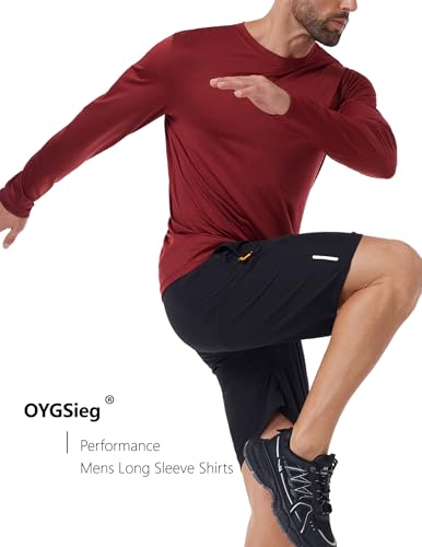 6 Pack Men's Quick Dry Long Sleeve Shirts UPF 50+ UV Sun Protection SPF Shirt Moisture Wicking T-Shirt for Casual Workout