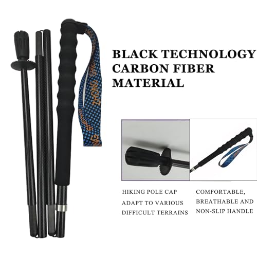 OKHEALING Ultralight Folding Trekking Poles, Set of 2 Ultralight Carbon Fiber Poles with Moisture Transport Handle with St...