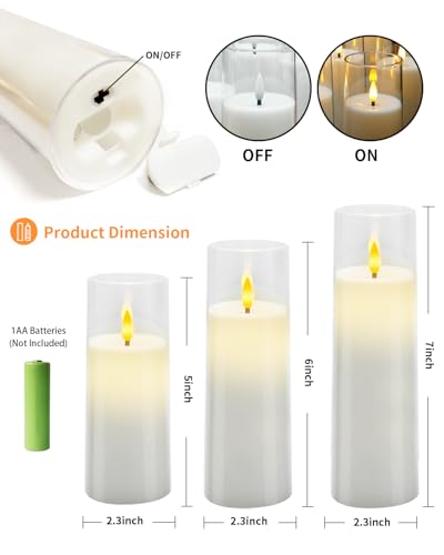 kakoya Flickering Flameless Candles Battery Operated with Remote and 2/4/6/8 H Timer Acrylic Led Pillar Candles Pack of 9...