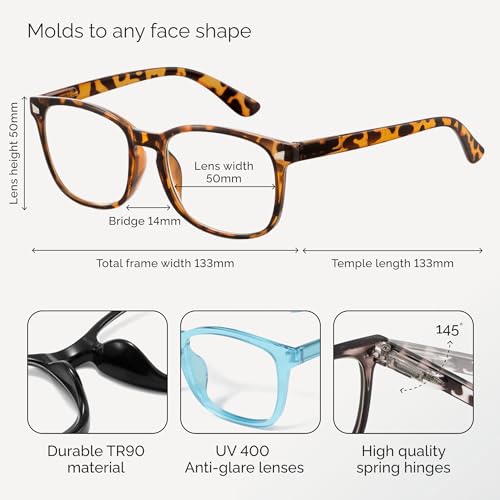 CCVOO 1.75 Reading Glasses for Women, Eye glasses, Blue Light Readers for Women, Cheaters