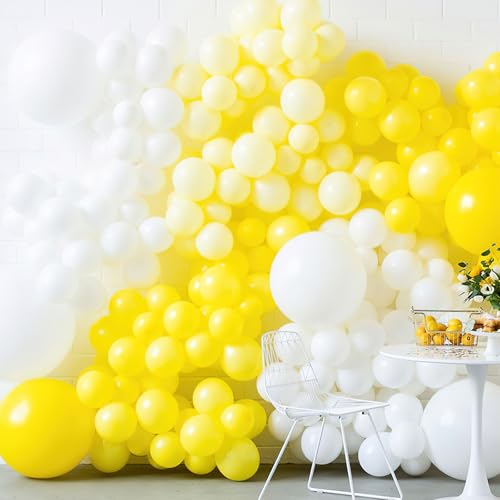 PartyWoo Yellow Balloons 120pcs Different Sizes of 18 12 10 5 Inch Matte Yellow Latex Balloon Arch Kit Garland for Easter ...