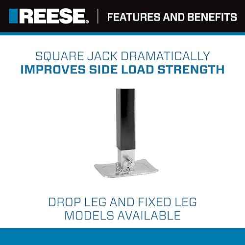 Reese 1400800383 Square Trailer Jack, No Mount, 8,000 lbs. Support Capacity, Topwind, Weld-On, 15 Inch Travel