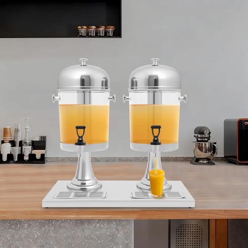 3.52 Gallon Drink Dispenser with Ice Core, Stainless Steel Large Beverage Dispenser with Stand & Drip for Cold Drinks, Jui...