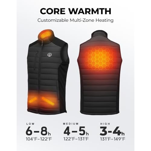 KEMIMOTO Heated Vest for Men Women,10000mAh Battery Pack Charging, Hand & Neck Warmers,for Hunting, Golf, Cycling