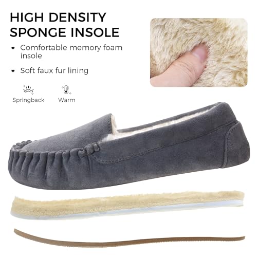 Vonair Womens Moccasin Slippers Cozy Memory Foam Slippers Indoor & Outdoor Fuzzy Slip On Warm House Shoes for Women