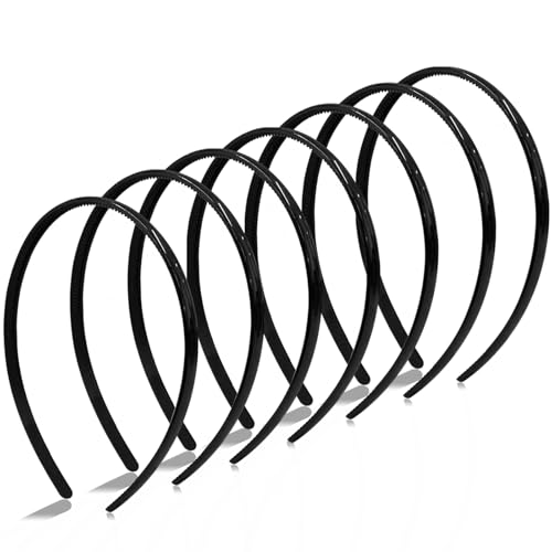 Zoolinn 7 Pcs Plastic Headbands for Women - Black Non-Slip Hair Bands with Teeth Comb Design