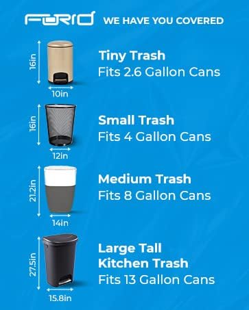 FORID Clear Trash Bags, 8 Gallon Garbage Bags, Wastebasket Bin Liners 110 Count Plastic Trash Bags for Bathroom Bedroom Office Garbage Can 30 Liters - Durable & Thick Trash Bag - Medium