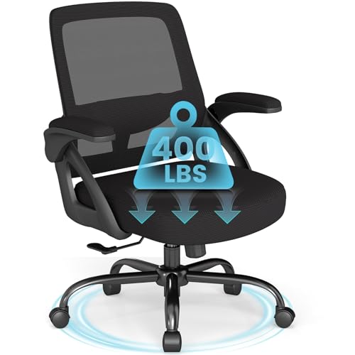AnyGod Big and Tall Office Chair, Ergonomic Desk Chair Mesh Mid Back with Comfy Lumbar Support Swivel Task Executive Chair...