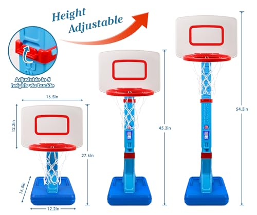 SUPER JOY Toddler Basketball Hoop - Height Adjustable Kids Hoop for Indoor & Outdoor Play - Portable Mini Basketball Goal ...