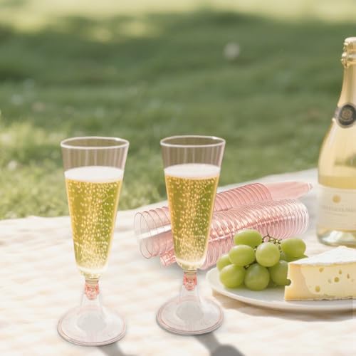 GQYJENTLX Champagne Flutes Plastic,25 Pack Disposable Champagne Glasses,Clear Stemless Shot Cocktail Martini Wine Glasses,...