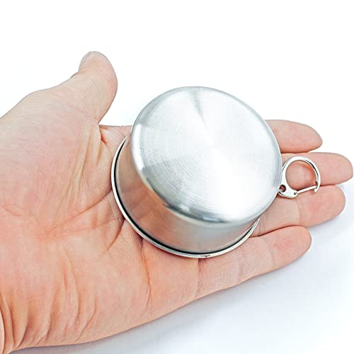 Litoexpe 8.45oz Collapsible Travel Cup With Keychain, Stainless Steel Folding Camping Cup Portable Drinking Mug For Hikin...