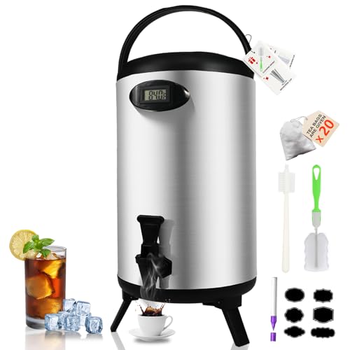Insulated Beverage Dispenser 3 Gallon, Stainless Steel Hot Drink Dispenser, Hot Water Dispenser for Parties, Hot Water Urn...
