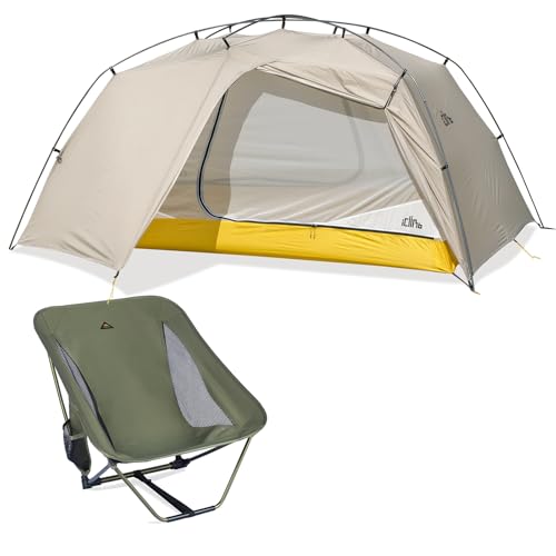 iClimb 1 Ultralight 3 Season Tent and 1 Low Folding Chair, Ultralight Compact for Adults Outdoor Camping Backpacking Hiking