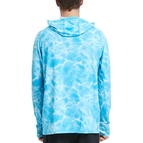 Men's Hunting Camo Hoodie with Mask, Lightweight Camouflage Long Sleeve Shirt for Fishing Hiking Camping