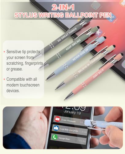 56 PCS Aesthetic School Supplies with Large Pencil Case, 5 Inspirational Ballpoint Pens, 12 Pastel Highlighters, 5 Black I...