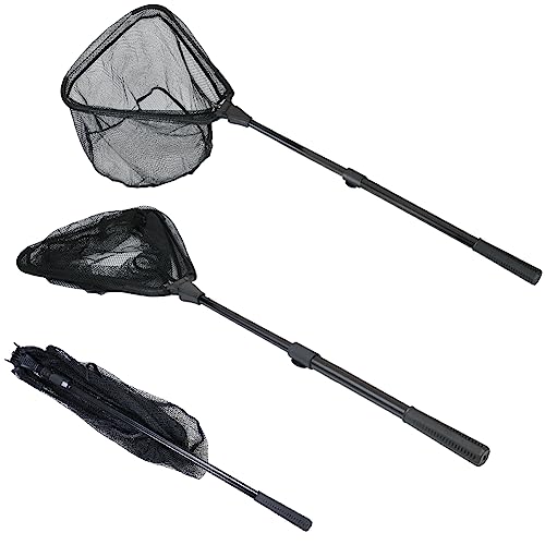 RESTCLOUD Fishing Landing Net with Telescoping Pole Handle, Fishing net Freshwater for Kids Men Women, Extend to 40-63 Inches