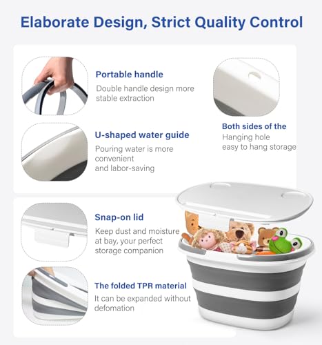 Zonopy Collapsible Bucket, Upgraded 16L (4.2 Gallon) Collapsible Mop Bucket with Multi-Functional Lid, Foldable Portable C...