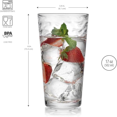 Glaver's Drinking Glasses Set of 10 Highball Glass Cups, 17 Oz Cooler Glassware. Home and Bar Everyday Basic Drinkware Ele...