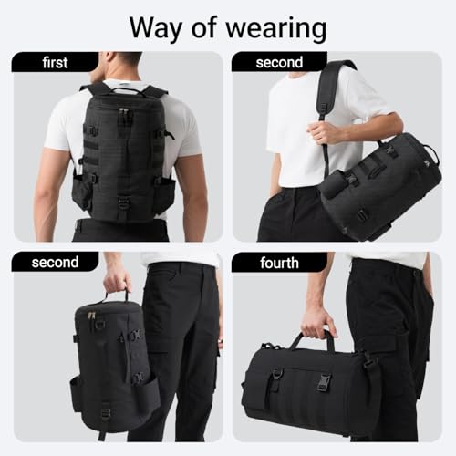 FishingPepo Fishing Tackle Backpack with Rod & Bottle Holder, Lightweight Outdoor Water-Resistant Fishing Gear Shoulder St...