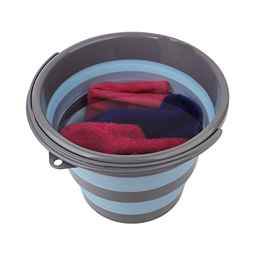 2 Pack Collapsible Plastic Bucket with 2.6 Gallon (10L) Each, Foldable Round Tub for House Cleaning, Space Saving Outdoor ...