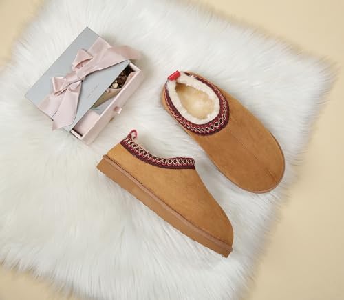 SMajong Women's Slippers Mens Platform Mini Boots Fuzzy House Slipper Fur Fleece Winter Home Shoes Indoor and Outdoor