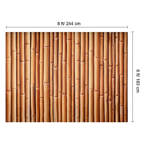 Buryeah Bamboo Wall Panel, Natural Bamboo Backdrop, Interior Wall Decoration Tiki Photo Backdrop Summer Hawaiian Beach Pol...