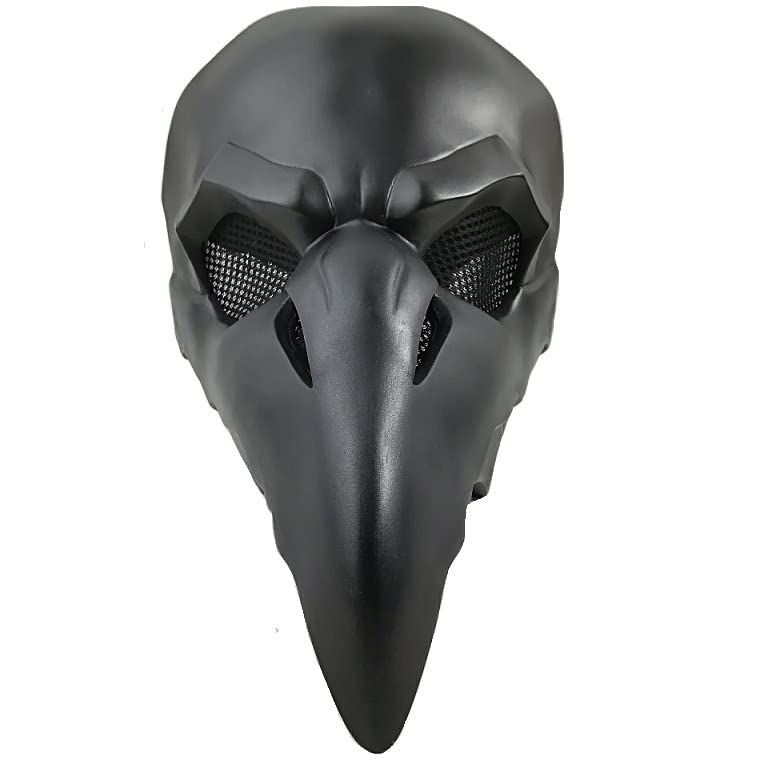 Cafele Steampunk Plague Doctor Bird Mask with LED Light, Retro Long Nose Beak Cosplay Halloween Masquerade Costume Props (Black no LED)