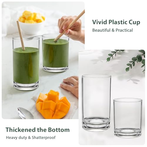 RÉΑLWÁY Acrylic Drinking Glasses Set of 6 - Clear Unbreakable Plastic Cups Reusable for Kitchen, Poolside & Patio - Shatte...