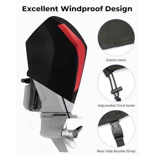 KEMIMOTO Outboard Motor Cover 600D Heavy Duty Waterproof for Mercury Outboard Engine Cover Compatible with Mercury 175HP,200HP,225HP,175PRO XS - 4 STR V6 3.4L 2018-2023