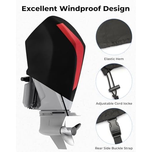 KEMIMOTO Outboard Motor Cover 600D Heavy Duty Waterproof for Mercury Outboard Engine Cover Compatible with Mercury 250HP,300HP,200-300 PRO XS - 4STR V8 4.6L 2017-2023