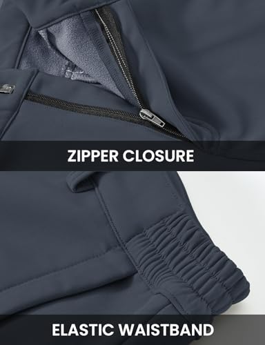 TBMPOY Men's Snow Ski Fleece Lined Hiking Pants Waterproof Winter Snowboard Warm Outdoor Insulated Pants Windproof