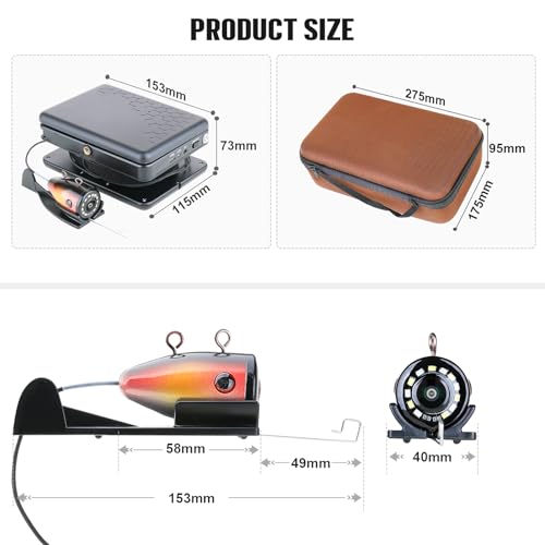 Underwater Fishing Camera,Portable 5" Ice Fishing Camera Underwater, USB-C Charge, 3-Grade IR Lighting, 4X Zoom, 1000TVL I...