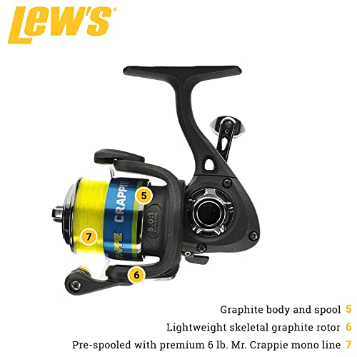 Lew's Crappie Thunder Spinning Fishing Reel, 2 Bearing System, Right or Left-Hand Retrieve, Crappie Thunder Green