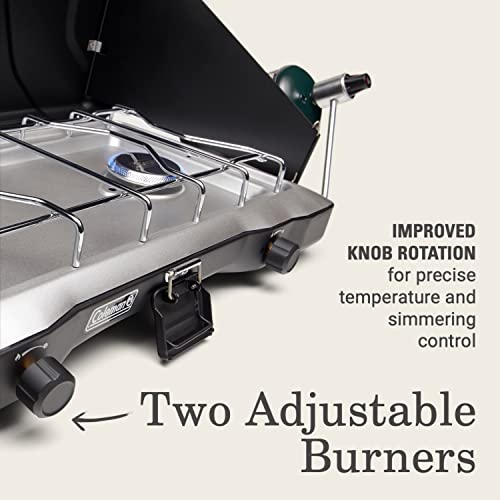 Coleman Triton 2-Burner Propane Stove, Portable Camping Cooktop with 2 Adjustable Burners & Wind Guards, 22,000 BTUs of Po...