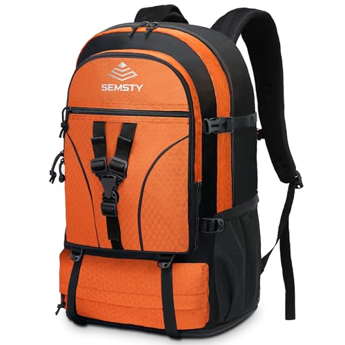 SEMSTY 40L/50L Expandable Hiking Backpack for Men and Women, Travel Camping Backpack Flight Approved