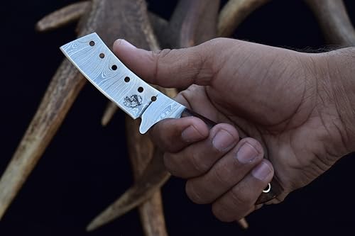 Knives Ranch Handmade High Carbon Damascus Steel Fixed Blade Knife – 6.25" Cowboy Ranch Knife with Rosewood Handle & Horiz...