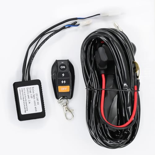 UFsenten LED Lights Bar Remote Control Trailer Wiring Harness Kit DC12V 14AWG On-Off Switch Power Relay Blade Fuse for Led...