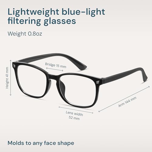 Gaoye Black Blue Light Glasses for Computer & Gaming - Anti UV Ray Lenses, Scratch-Resistant & Comfort Fit