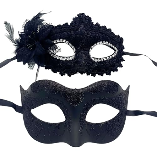 Gorbgle Masquerade Mask for Couples, Glitter Venetian Lace Masks for Women Men, Costume Eye Mask for Ball Party, Carnival