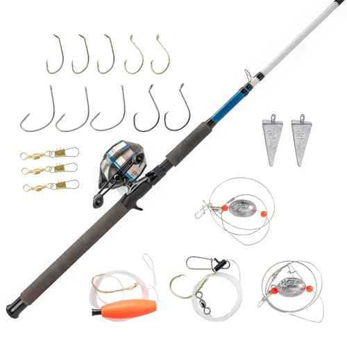 Zebco 606 Salt Fisher Spincast Reel and Fishing Rod Combo, 7-Foot 2-Piece Telescopic Rod, Med-Heavy Power, Mod-Fast Action, Size 60 Reel, Blue