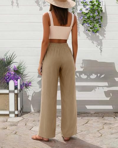 Women's Wide Leg Pants Casual Loose Lightweight Drawstring Trouser