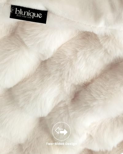 blunique Ultra Soft Cozy Faux Fur Throw Blanket, Fuzzy Plush Thick Bubble Blanket, Luxury Fluffy Blanket for Couch, Sofa, ...