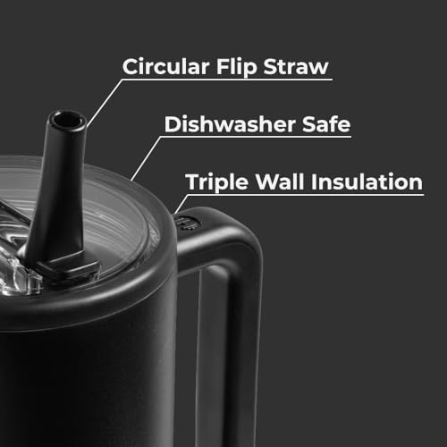 HydroJug Traveler - 40 oz Water Bottle with Handle & Flip Straw - Fits in Cup Holder, Leak Resistant Tumbler-Reusable Insu...