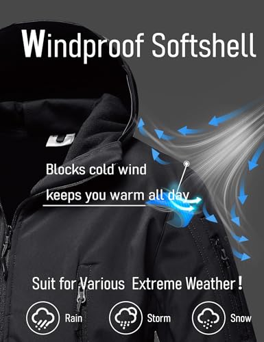 MAGCOMSEN Men's Jacket Tactical Performance Waterproof Softshell Jackets Fleece Lined Ski Snow Winter Windbreaker