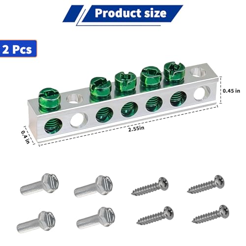 Ground Bar Kit for Eaton, 5 Terminal Grounding Bar Compatible with BR and CH Series Loadcenter 2 Pack