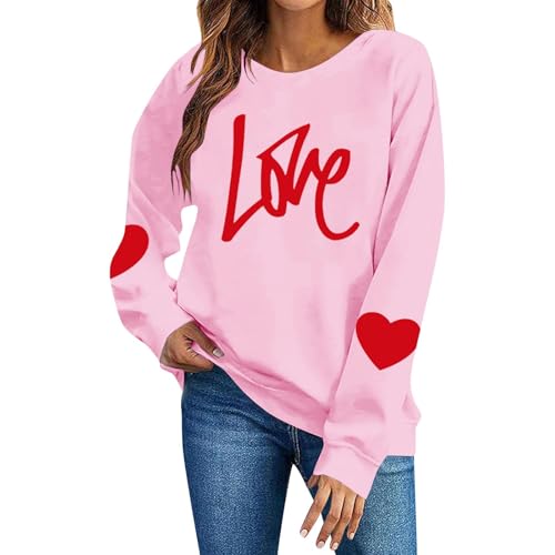 ABABC Valentines Sweatshirts for Women Love Theme Graphic Pullover Sweater Crewneck Long Sleeve Shirts Valentines Outfit