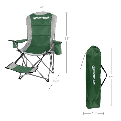 Camping Chair with Foot Rest - 300lb Capacity Beach Chair with Footrest, Cupholder, and Cooler Pouch - Portable Chair by W...