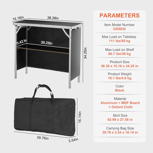 VEVOR Folding Portable Bar Table, Tradeshow Podium Table for Indoor, Outdoor, Party, Picnic, Exhibition, Includes Carrying...