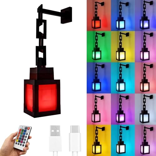 DBZ Pixelated Lantern Night Light, 16 Colors Rechargeable LED Light with Touch Switch & Remote Control, Retro Style Pixel ...